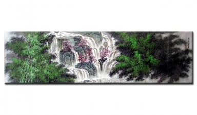 Cascade et arbres-Shumu-- Peinture chinoise