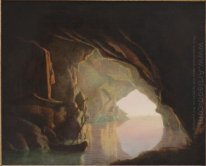 Uma gruta no golfo de Salerno por do sol