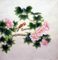 Pájaros y flores - Pintura china