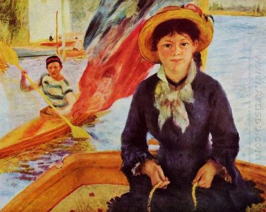 Canoagem Rapariga Em Um Barco 1877