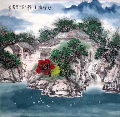 Sebuah Desa - Lukisan Cina