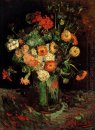 Vaas met Zinnias en Geraniums 1886