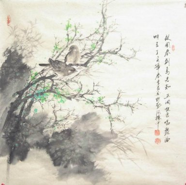Oiseaux et fleurs - Peinture Chinse