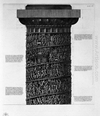 Vista de la fachada principal de la Columna de Antonino en seis