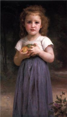 Petite fille inquilino des pommes dans les mains (Little girl ho