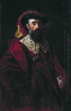 Портрет мужчины в красном костюме бархат