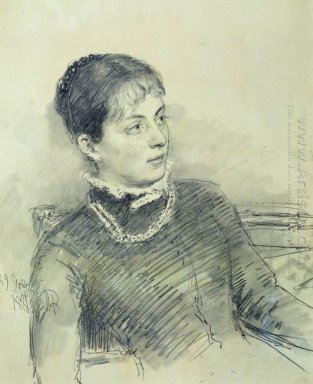 Porträt Junge Frau sitzen auf der Couch 1881
