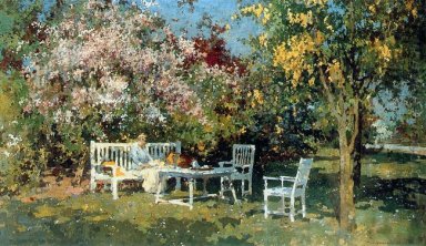 Garden With Blossoming Trees