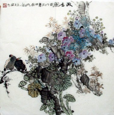 Oiseaux et fleurs - Peinture chinoise