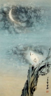 Pájaros y la Luna - la pintura china