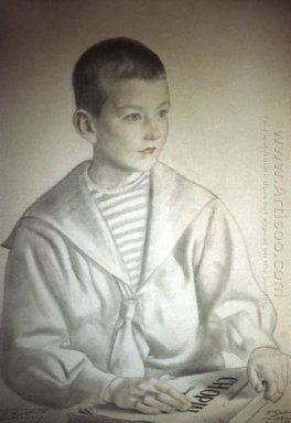 Porträt von Dmitri Dmitrijewitsch Schostakowitsch als Kind 1919