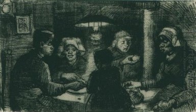 Fünf Personen bei einer Mahlzeit 1885