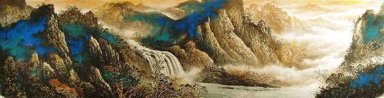 Berge, Wasserfall - Chinesische Malerei