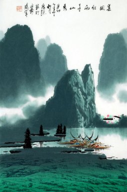 Montagnes, l\'eau - peinture chinoise