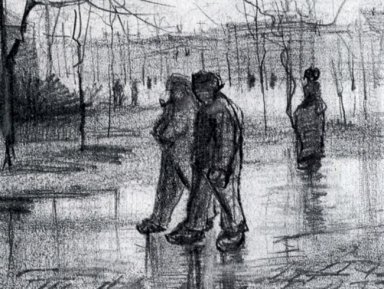 Un Giardino Pubblico con persone che camminano In The Rain 1886