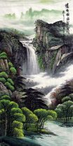 Bergen en waterval - Chinees schilderij