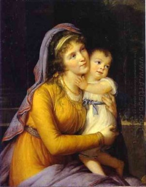 Barones Anna Sergeevna Stroganova en haar zoon Sergej