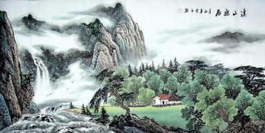 Vila nas montanhas - Pintura Chinesa
