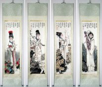 Quatre beautés antiques - cheval - peinture chinoise