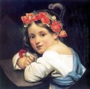Flicka klädd Den Poppy Krans 1819
