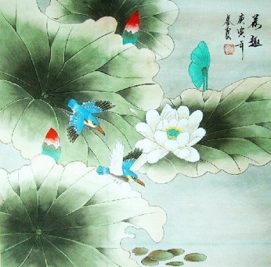 Lotus & Birds - Pittura cinese