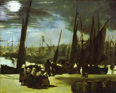 Mondlicht auf den Hafen von Boulogne 1868