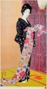 Ung kvinna i sommar Kimono