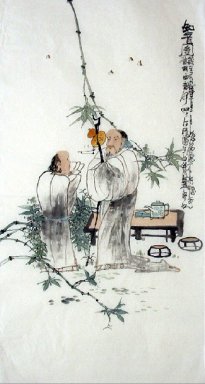 Twee Oude mannen - Chinees schilderij