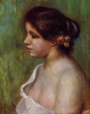 Büste einer jungen Frau mit geblümten Ohren 1898