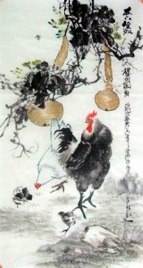 Kyckling-kalebass - kinesisk målning