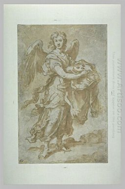 Ángel que sostiene la túnica y los dados 1660