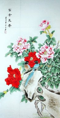 Peony & Birds - Chinesische Malerei