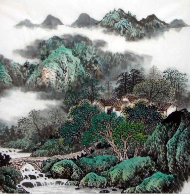 Ein Hof in der Berg - Chinesische Malerei