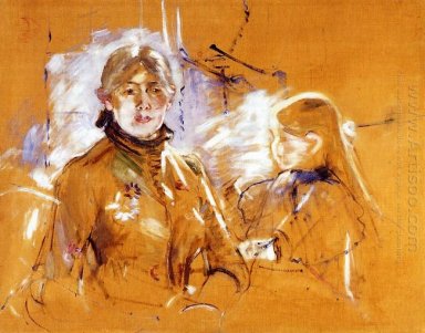 Stående av Berthe Morisot och henne dotter