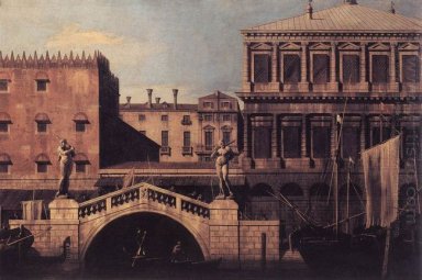 capriccio el Ponte della pescaria y los edificios en el muelle
