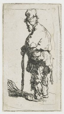 Mendigo apoiado em uma bengala que enfrenta à esquerda 1630