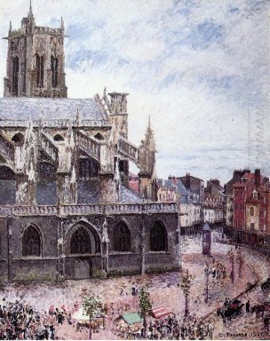 l\'église de Saint jacues Dieppe pluvieux 1901