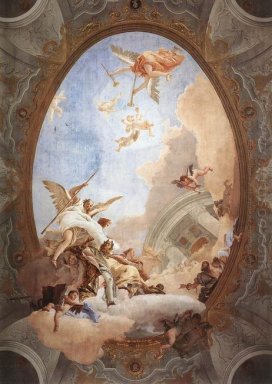 Allegori av Merit åtföljs av adeln och Virtue 1758