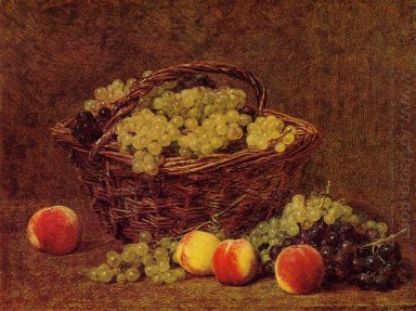 Basket Of White Grapes And Peaches 1895