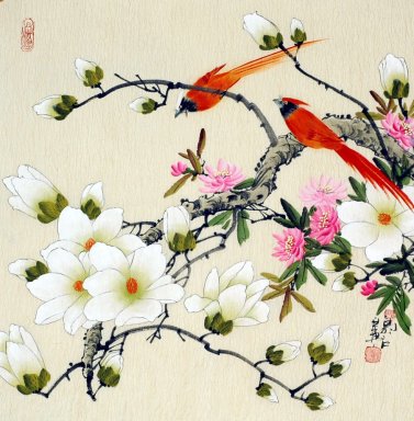 Oiseaux et fleurs - Peinture chinoise