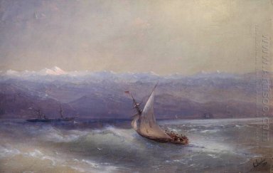 Meer in den Bergen Hintergrund 1880