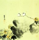 Krisan & Burung - Chines Lukisan