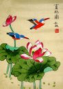 Lotus y pájaros - la pintura china