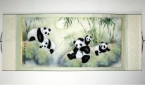 Pandas - cheval - peinture chinoise