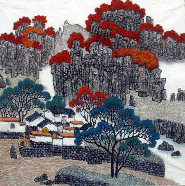 Une cour dans la montagne - Peinture chinoise