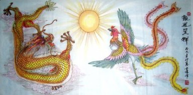 Dragon-Phoenix - Peinture chinoise