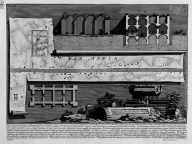 Den romerska forn T3 Plate Iii del av den antika Via Appia W