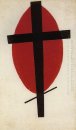 Cruz preta sobre um oval vermelho 1927
