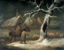 Herder in een besneeuwd landschap