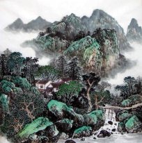 Une cour dans la montagne - Peinture chinoise